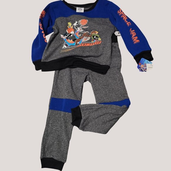 Space Jam Boys 2-Piece Gray & Blue Sweatshirt And Jogger Set Size 4T - Picture 1 of 4